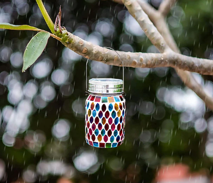 Mosaic Projection Solar Hanging Lantern