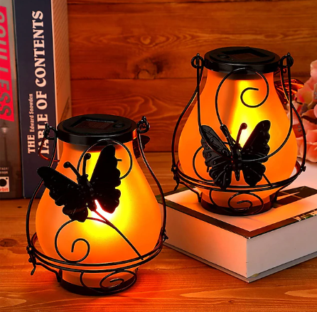 Solar Outdoor Hanging Portable Flickering Fire Lamp