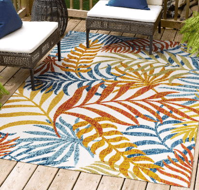 JONATHAN Y AMC100B-3 Tropics Palm Leaves Outdoor Rug